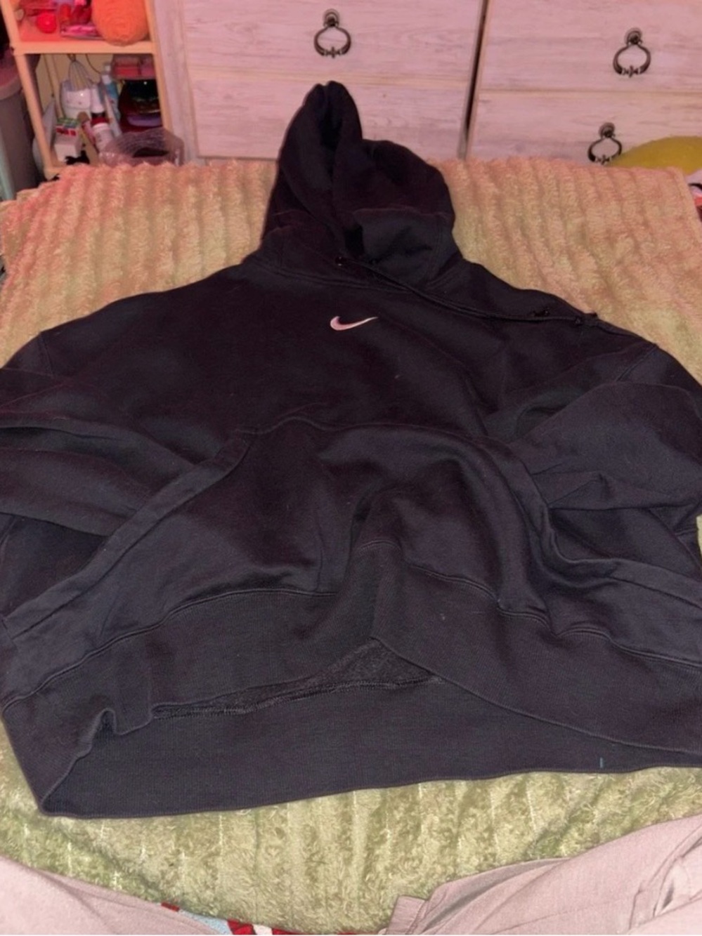 Nike Black Hoodie with White Logo Tag